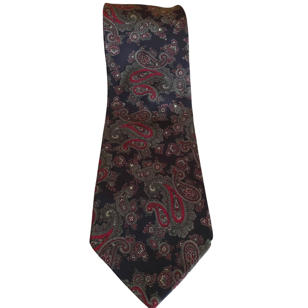 Bert Pulitzer Men's Paisley Necktie Vintage Burgundy Pattern Silk Tie USA Made